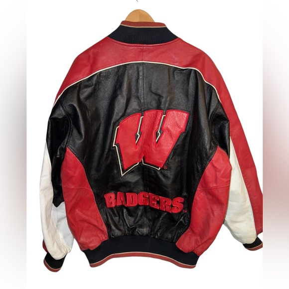Vintage Other - Vintage Wisconsin Badgers Leather Bomber Varsity Jacket Medium 58 Sports